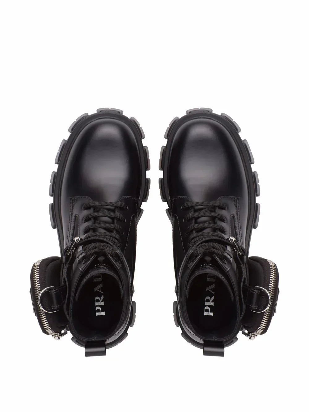 Prada Monolith 55mm Pouch Ankle Boots Black Leather