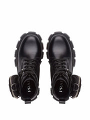 Prada Monolith 55mm Pouch Ankle Boots Black Leather