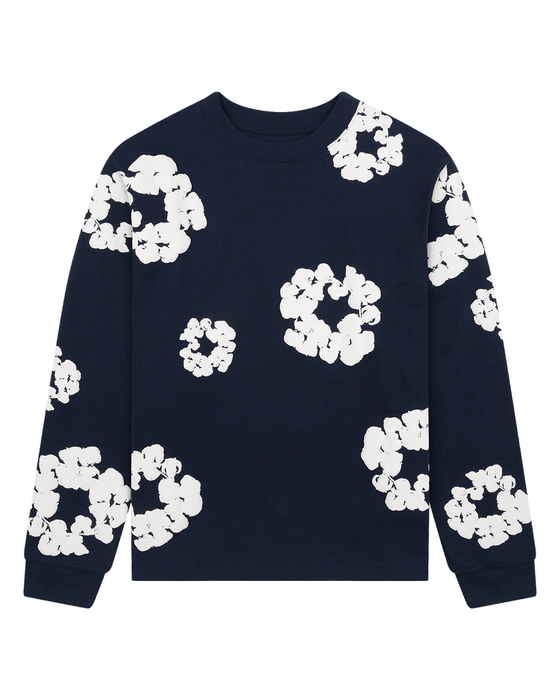 Long Sleeve Cotton Wreath Tee Black , Green, Grey , Navy , Red