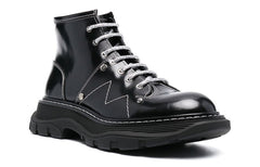 (WMNS) Alexander McQueen Tread Lace-up Boots 'Black White' 718366WIC6D1081 #