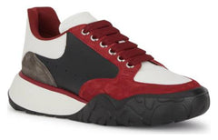 Alexander McQueen Color Block Low-top Leather Sneakers 'Red Black Grey' 667799WID6J8829 #