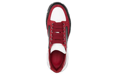 Alexander McQueen Color Block Low-top Leather Sneakers 'Red Black Grey' 667799WID6J8829 #