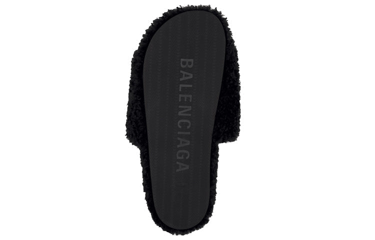 (WMNS) Balenciaga Furry Slides 'Black Red' 654261W2DO11096 #