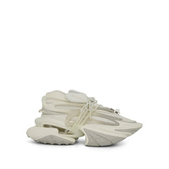 BALMAIN Neoprene & Calfskin Unicorn Sneakers White