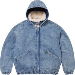 Supreme Faux Shearling Lined Bomber Jacket Denim