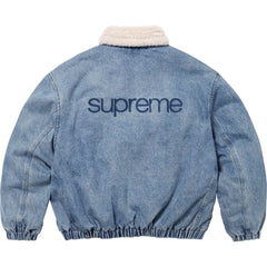 Supreme Faux Shearling Lined Bomber Jacket Denim