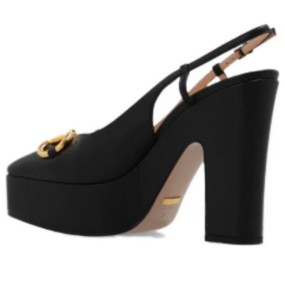 (WMNS) Gucci High heel pump with Horsebit 'Black Leather' 723837-BKO00-1000 #
