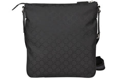 Men's Gucci Logo Leather Logo Stripe Webbing Shoulder Strap Nylon Shoulder Messenger Bag Black 449184-G1XHN-861 #.