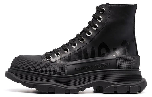 (WMNS) Alexander McQueen Tread Slick High-Top Boots 'Black' 679529WIABD1000 #