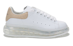 (WMNS) Alexander McQueen Clear Sole Oversized Sneaker 'Beige Embossed Suede Crocodile' 650796WHZ4V9728 #