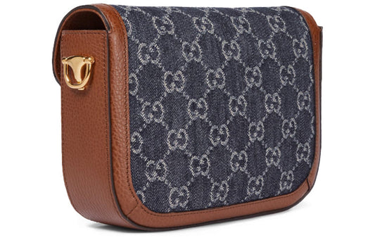 (WMNS) Gucci Horsebit 1955 Retro Shoulder Messenger Bag 'Grey Blue Brown' 658574-2KQPG-8391# #
