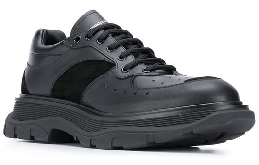 Alexander McQueen Tread Suede-panelled Leather Trainers 'Black' 627222WHRH51081 #