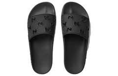(WMNS) Gucci Rubber GG Slide 'Black' 573922-JDR00-1000 #