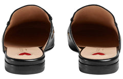 (WMNS) Gucci Princetown Embroidered Leather Slipper 'Black' 505268-D3V00-1000 #