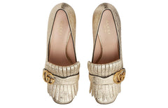 (WMNS) Gucci Marmont Platform Pump With Fringe 'Gold' 573020-DKT00-7100 #