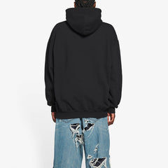 (WMNS) Balenciaga Bb Pixel Fleece Drawstring hooded Long Sleeves Hoodie Black 578135TKVI81070 #