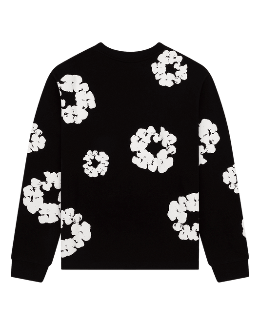 Long Sleeve Cotton Wreath Tee Black , Green, Grey , Navy , Red