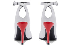 (WMNS) Alexander McQueen Armadillo Ankle Strap Heels 'Black Silver Red' 780679WIEX48740 #