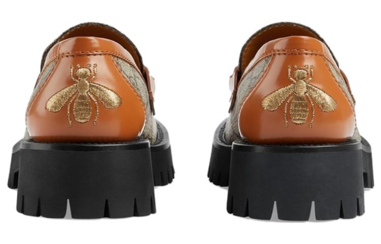 (WMNS) Gucci GG Canvas Platform Loafers Horsebit 'Brown Leather' 723283-FAA0Q-9790 #.