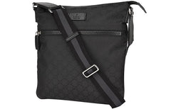 Men's Gucci Logo Leather Logo Stripe Webbing Shoulder Strap Nylon Shoulder Messenger Bag Black 449184-G1XHN-861 #.