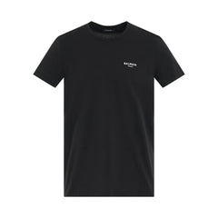 BALMAIN Logo Flock Classic Fit T-Shirt in Black/White