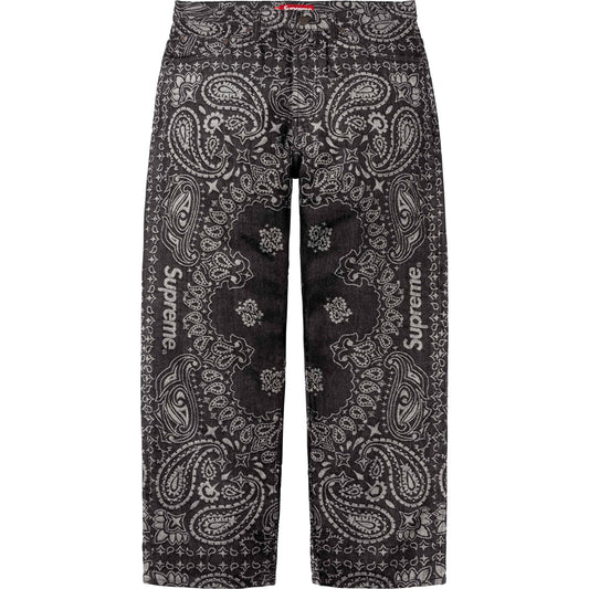 Supreme Bandana Jacquard Baggy Jean 'Black
