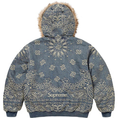 Supreme Bandana Jacquard Denim Hooded Work Jacket Blue