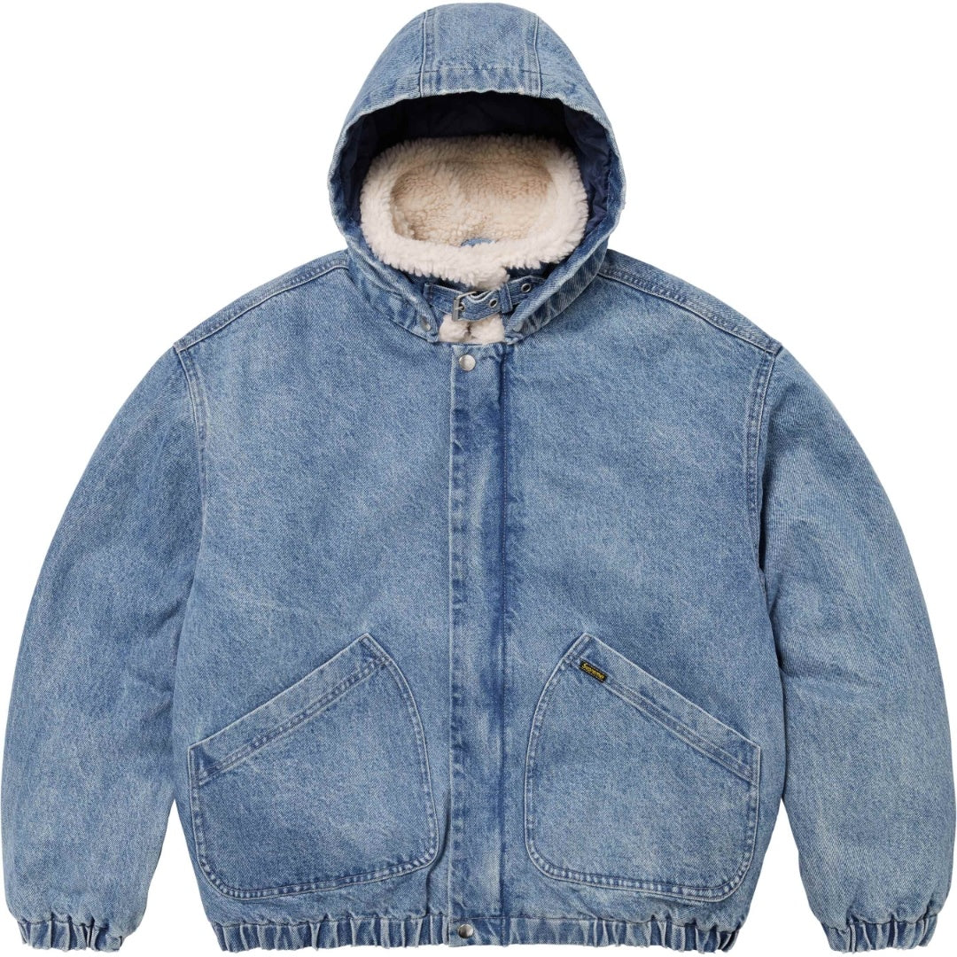 Supreme Faux Shearling Lined Bomber Jacket Denim