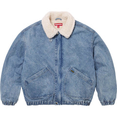 Supreme Faux Shearling Lined Bomber Jacket Denim
