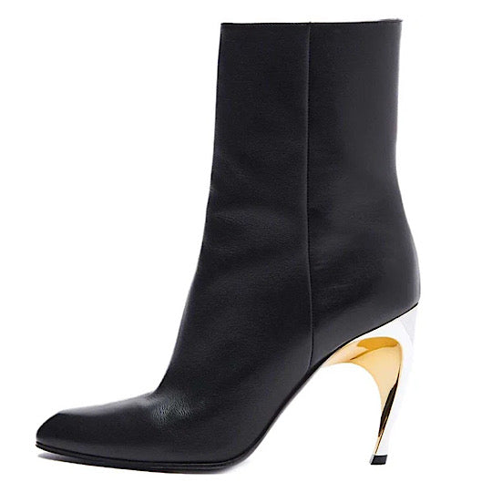 (FEMME) Bottines Alexander McQueen Armadillo en cuir 'Noir Argent' 780676WIEG21399 #