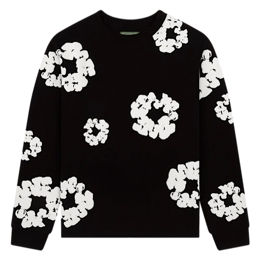 Long Sleeve Cotton Wreath Tee Black , Green, Grey , Navy , Red