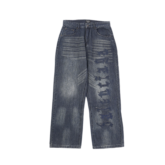 Balenciaga Men's Patch Logo Baggy Jeans