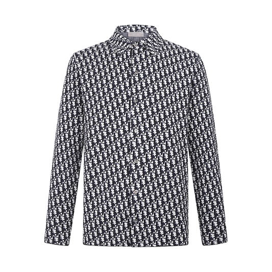 Christian Dior Blue Knit Oblique Jacquard Shirt