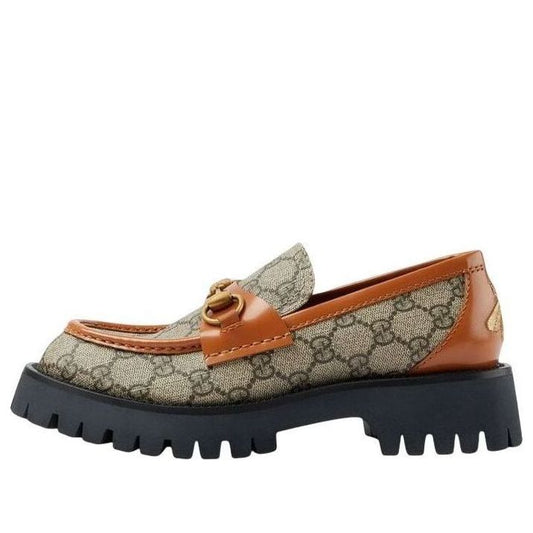(WMNS) Gucci GG Canvas Platform Loafers Horsebit 'Brown Leather' 723283-FAA0Q-9790 #.
